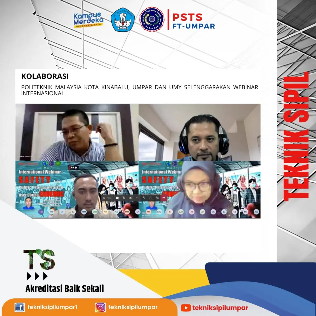 Kolaborasi! Politeknik Malaysia Kota Kinabalu, UMPAR dan UMY Selenggarakan Webinar Internasional